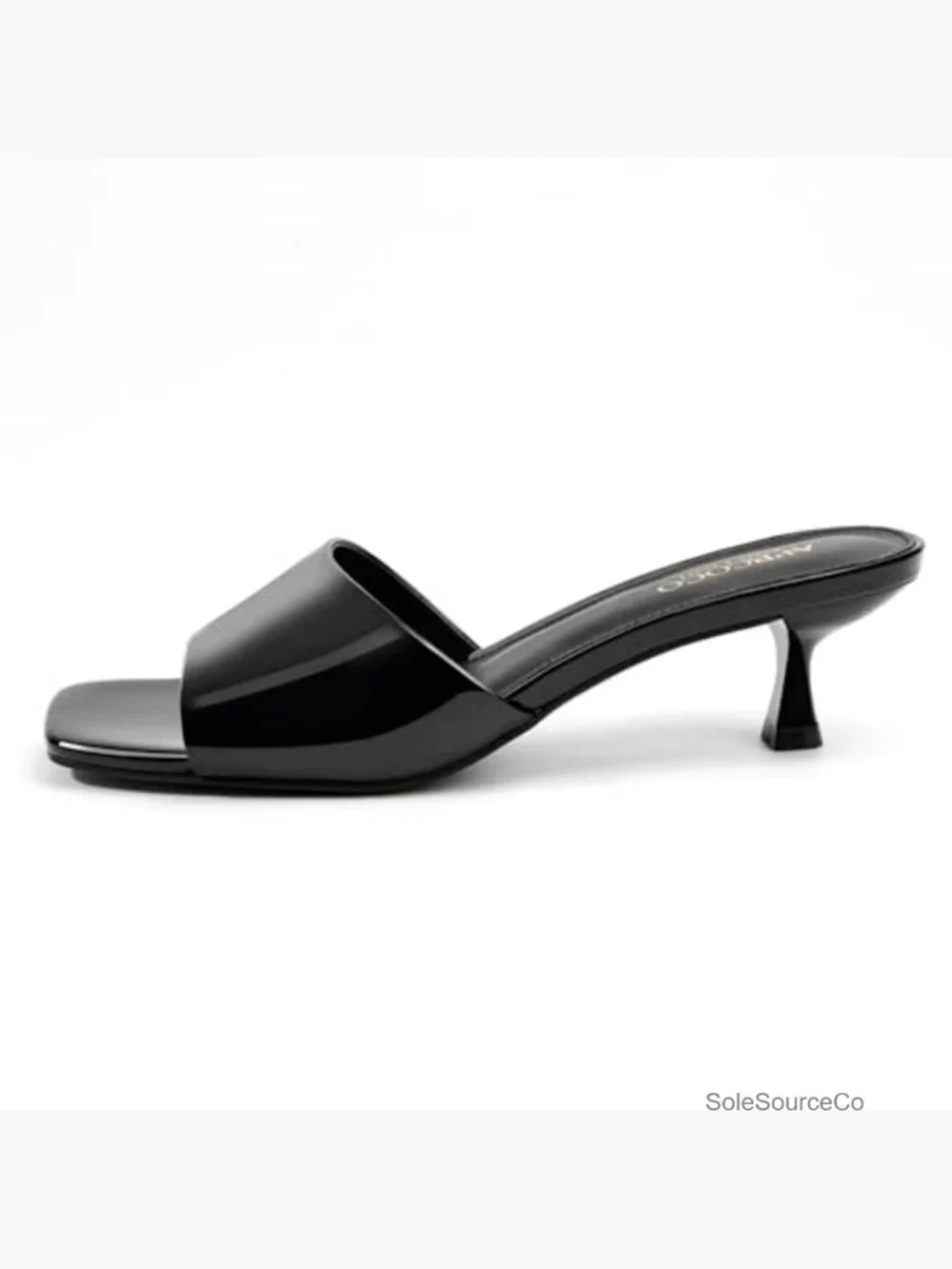 Kitten Heels Sandals Low Heels Square Open Toe Slip-On Mules Dressy Comfortable